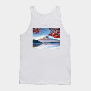 Cherry Blossoms over Mt Fuji Digital Painting Tank Top